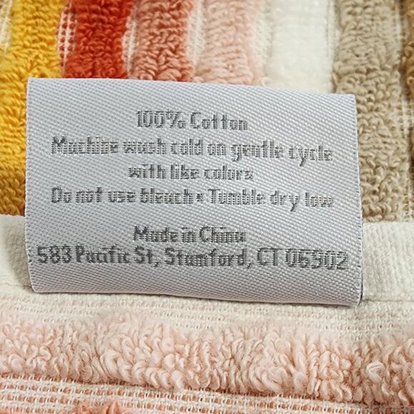 Caro Home 4pc Autumnal Multicolor Striped Cotton Towel Set 2 Bath 2 Hand - Picture 5 of 11